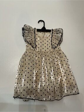 SHEIN Cream Polka Dot Ruffle Sleeve Party Dress